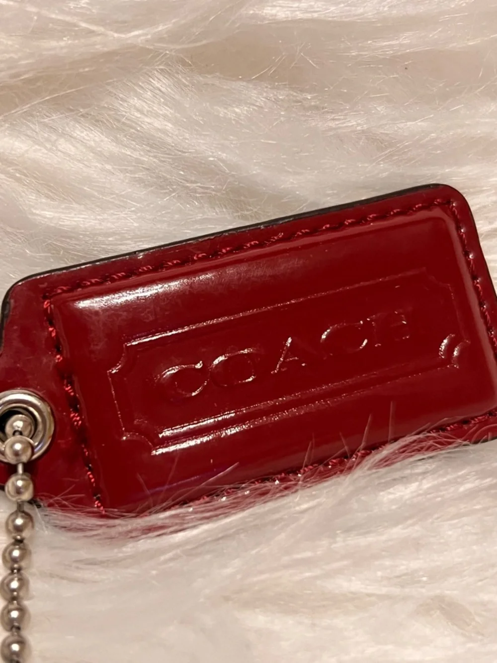Coach Red Patent Leather  tag bag or keychain